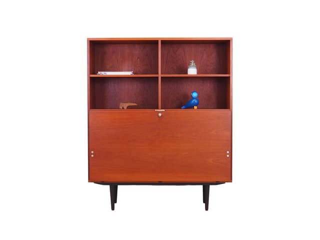 Biblioteczka, teak brązowy, Dania, lata 70. - WYMIARY