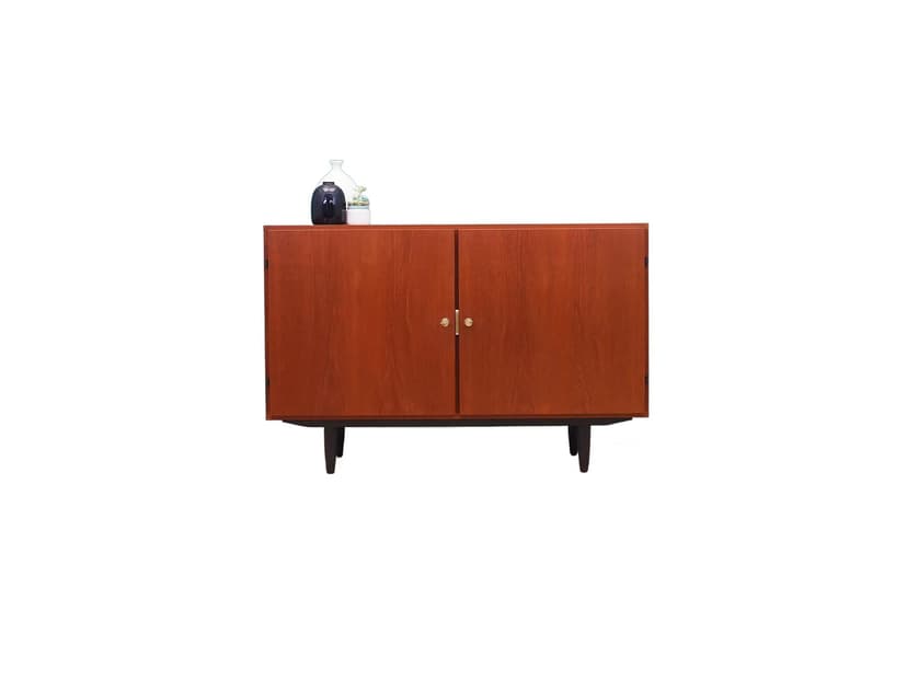 Szafka, teak brązowy jasny, lite drewno czarne, Dania, lata 70.