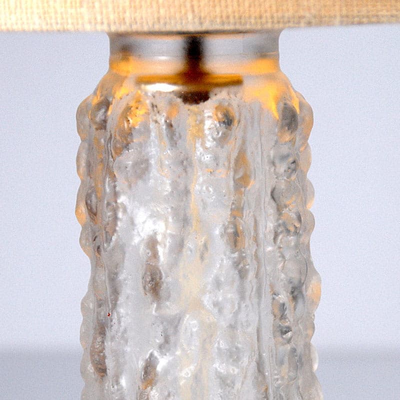 Table lamp, transparent glass, beige shade, Kamenický Šenov, Czechoslovakia, 1960s. - 44044