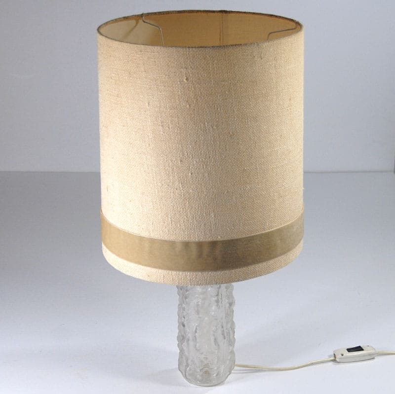 Table lamp, transparent glass, beige shade, Kamenický Šenov, Czechoslovakia, 1960s. - 44046