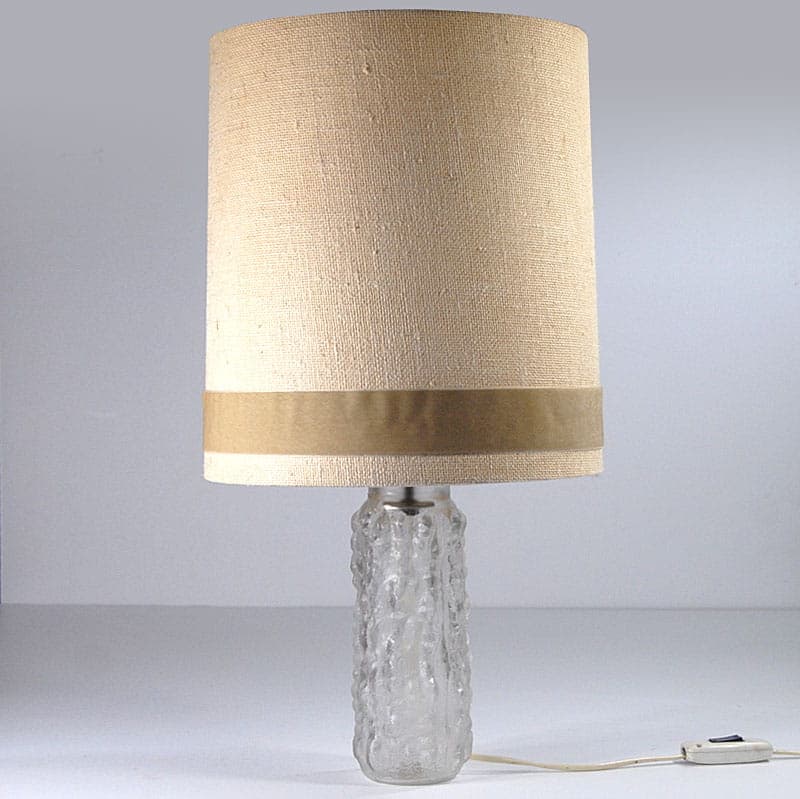 Table lamp, transparent glass, beige shade, Kamenický Šenov, Czechoslovakia, 1960s. - 44043