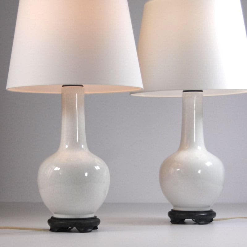 Pair of table lamps, white ceramic, Italy, 1970s. - 44021