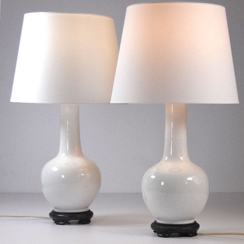 Pair of table lamps, white ceramic, Italy, 1970s. - 44023