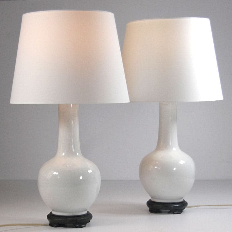 Pair of table lamps, white ceramic, Italy, 1970s. - 44019