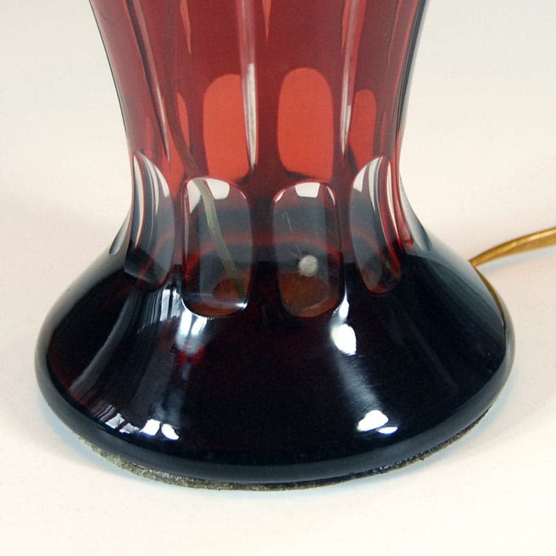 Table lamp, red crystal, Denmark, 1940s. - 44005