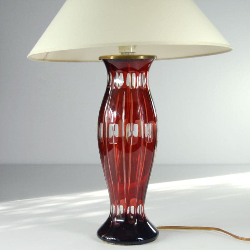 Table lamp, red crystal, Denmark, 1940s. - 44001