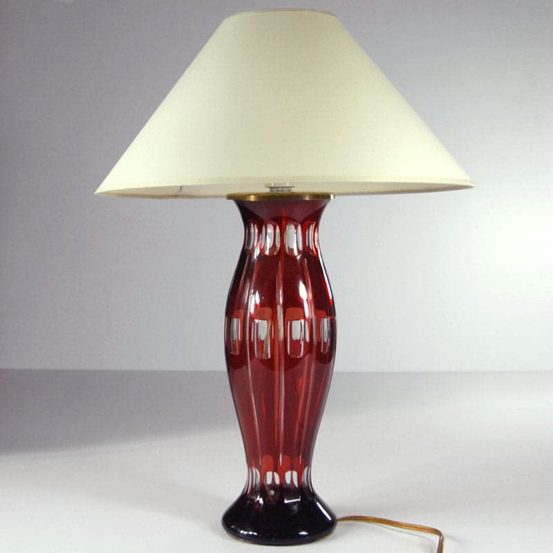 Table lamp, red crystal, Denmark, 1940s. - 44000
