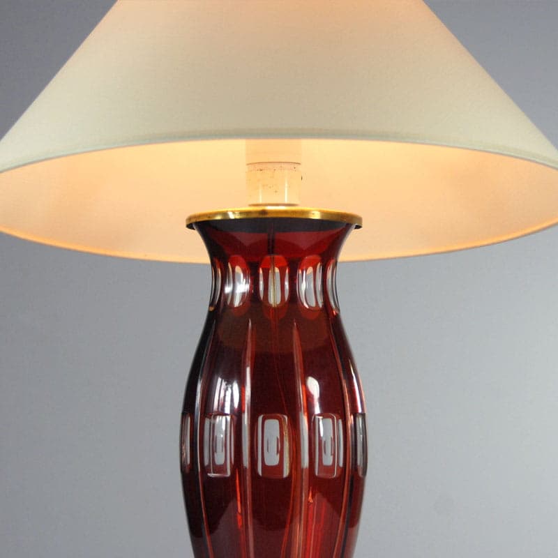 Table lamp, red crystal, Denmark, 1940s. - 44002