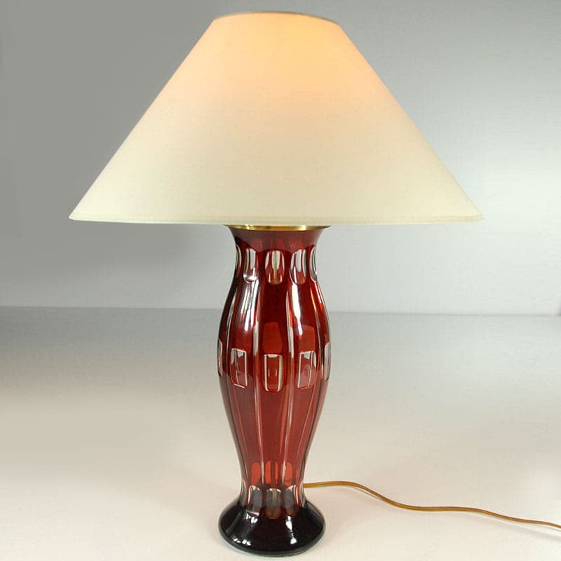 Table lamp, red crystal, Denmark, 1940s. - 44003