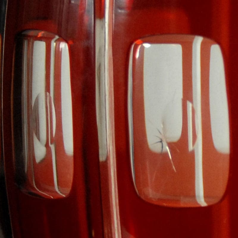 Table lamp, red crystal, Denmark, 1940s. - 44007