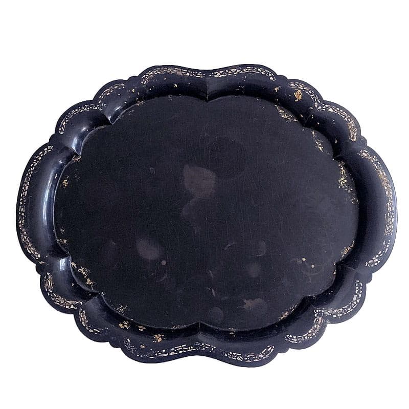 Czarna taca papier-mâché, dla Jennens & Bettridge, Wielka Brytania, poł. XIX w. - 4531