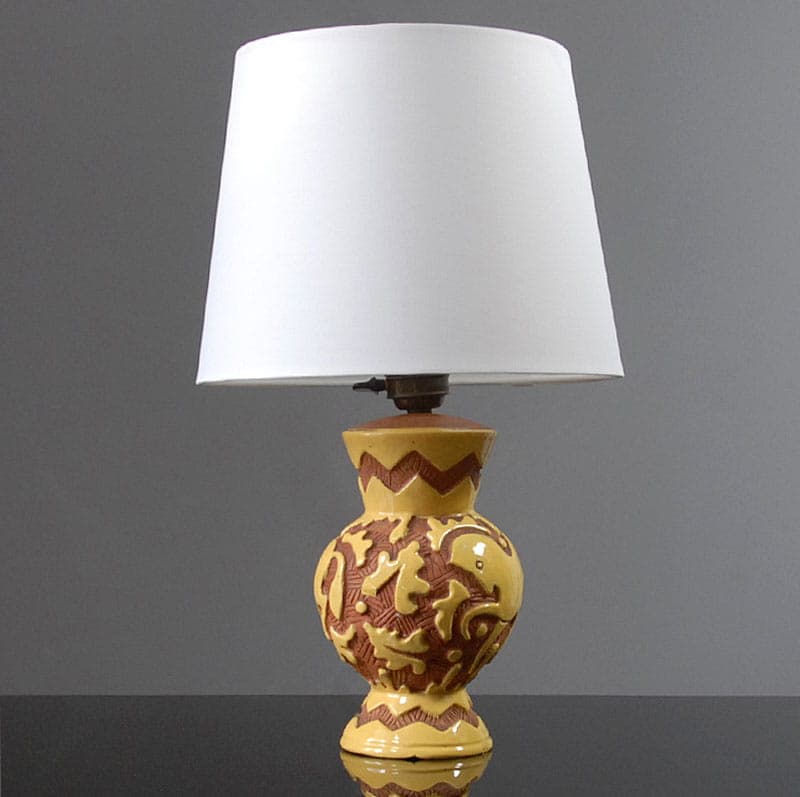 Table Lamp Sgraffito, yellow ceramics, Italy, 1950s. - 43996