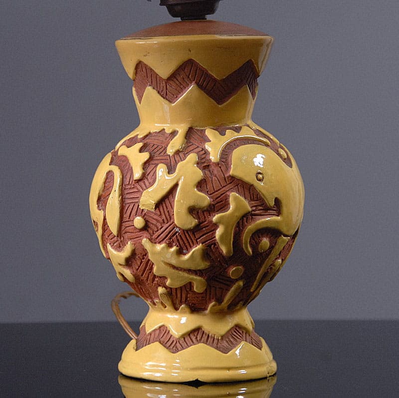 Table Lamp Sgraffito, yellow ceramics, Italy, 1950s. - 43997