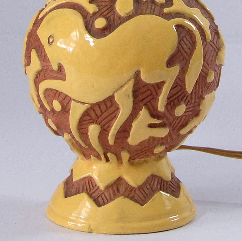 Table Lamp Sgraffito, yellow ceramics, Italy, 1950s. - 43998