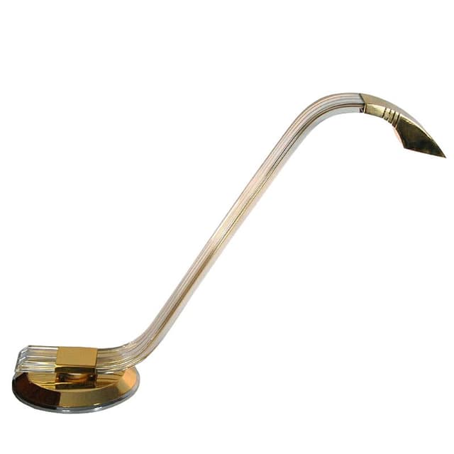 Lampa biurkowa postmodernistyczna, transparentny plastik, Włochy, lata 80. - WYMIARY