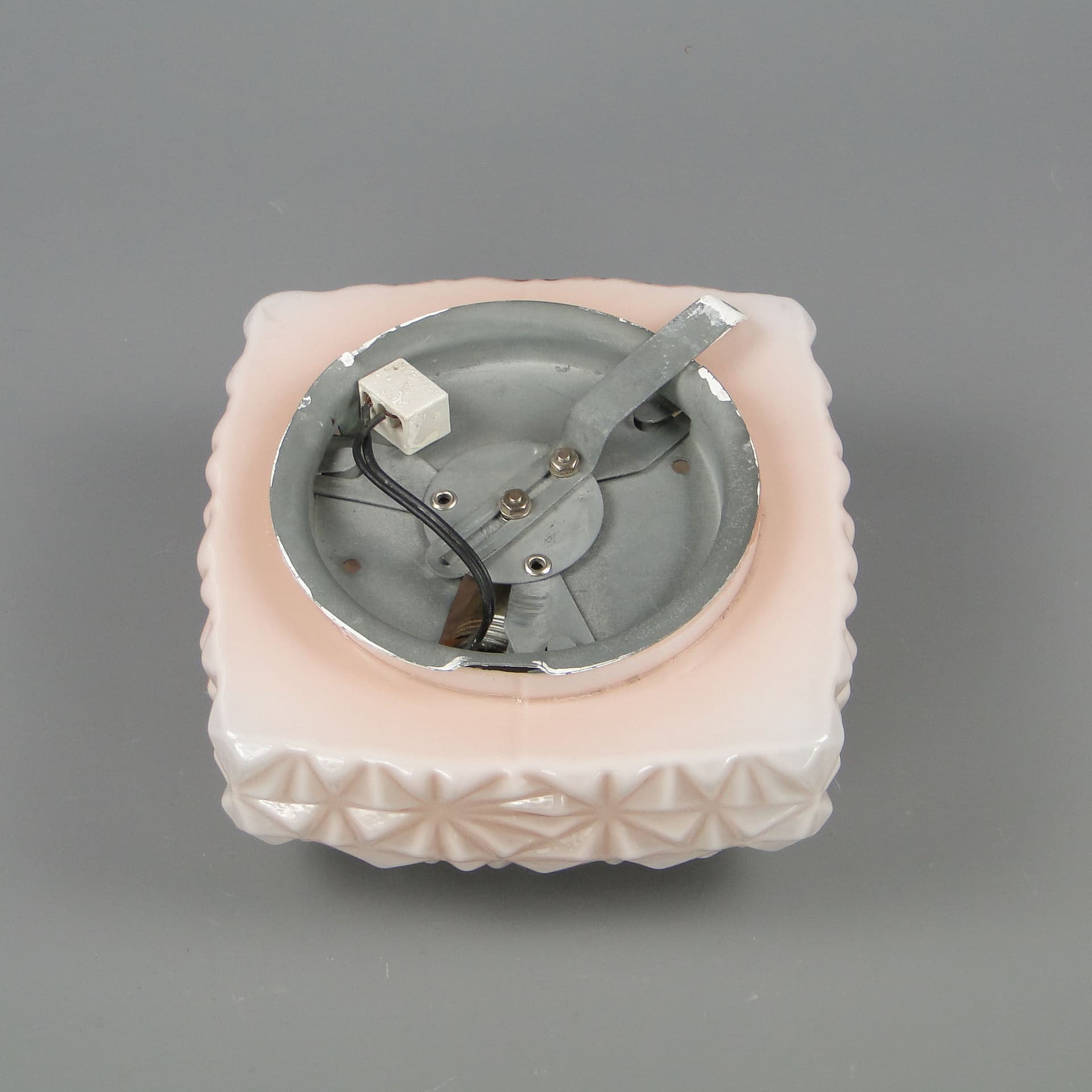 Ceiling Lamp 606, pink glass, Elmed, Poland, 1960s. - 44241