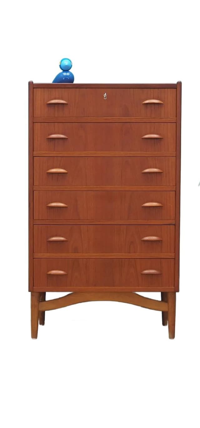 Komoda, duński design, brązowy, teak, Dania, lata 70. - WYMIARY