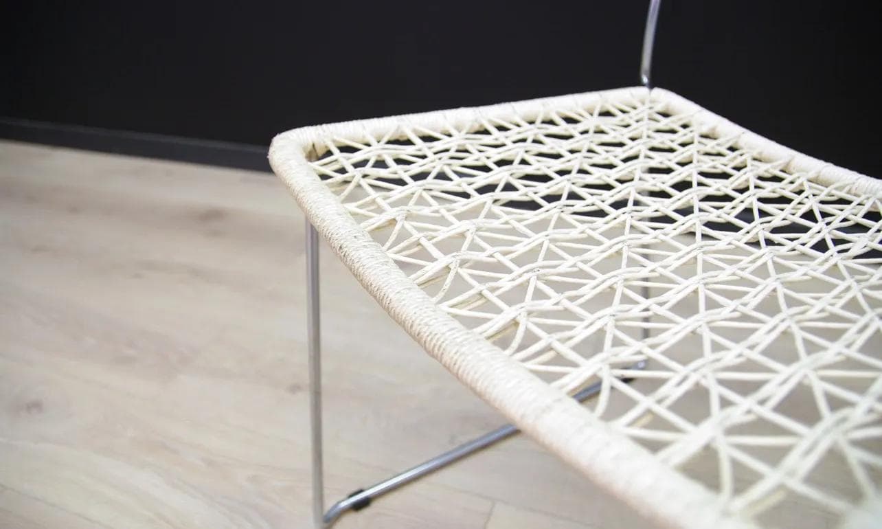 Komplet dwóch krzeseł, mid-century modern, ivory white, metal chromowany, Dania, lata 60. - 44322