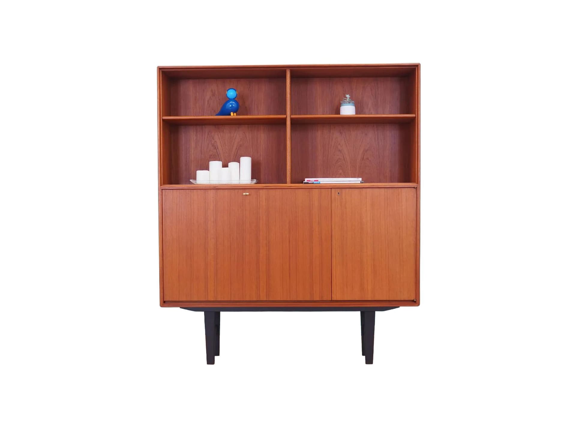 Bookcase, brown teak, by B. Fridhagen, Bodafors, Sweden, 1960s.