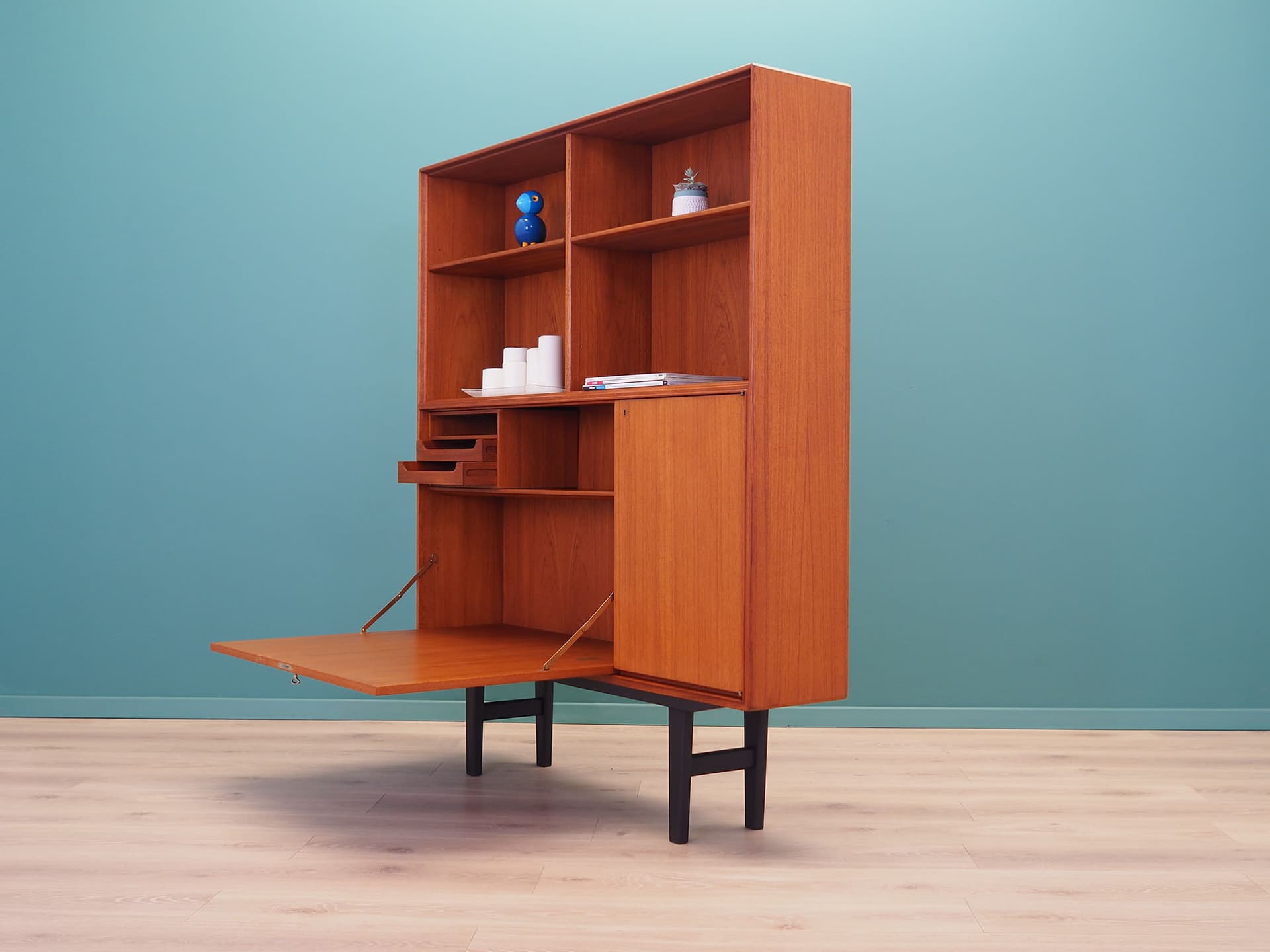 Bookcase, brown teak, by B. Fridhagen, Bodafors, Sweden, 1960s. - 50443