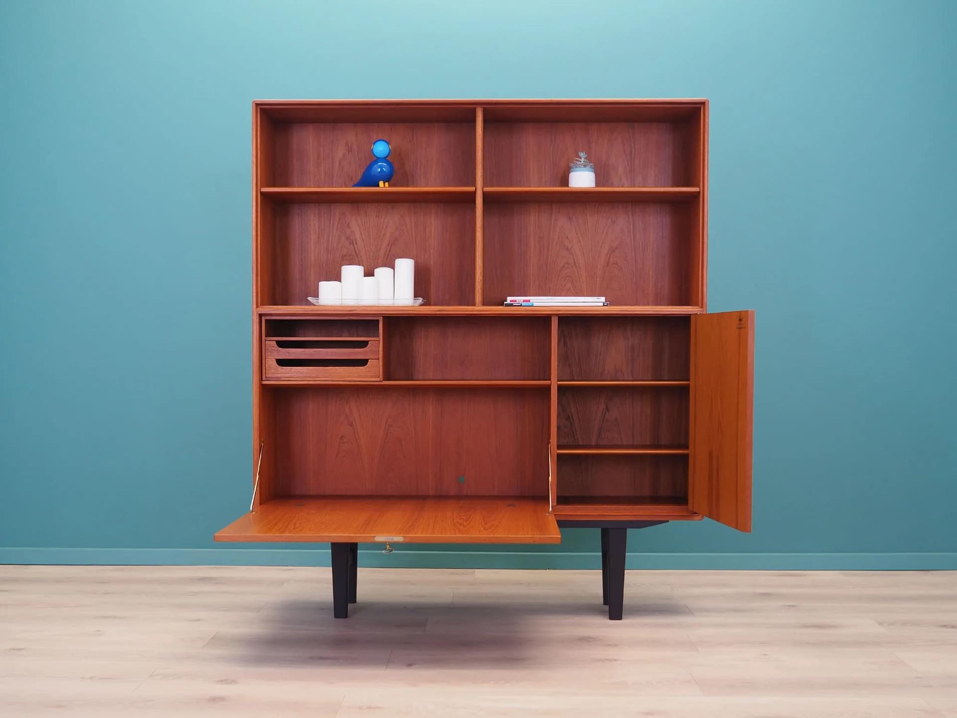 Bookcase, brown teak, by B. Fridhagen, Bodafors, Sweden, 1960s. - 44309