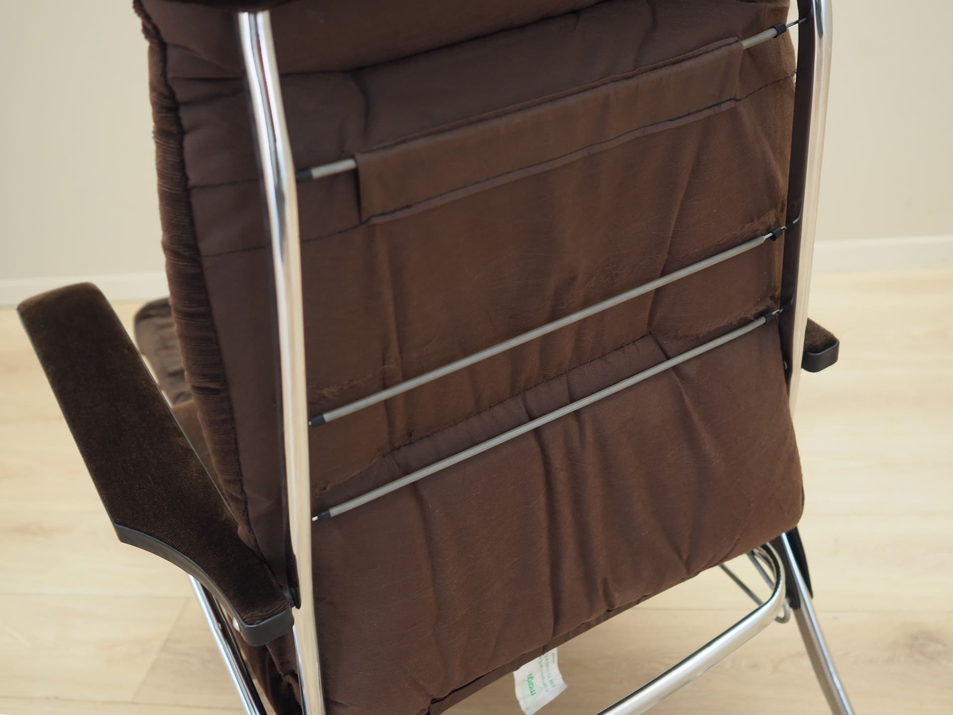 Armchair, brown velvet, chromed metal, Denmark, 1970s - 50434