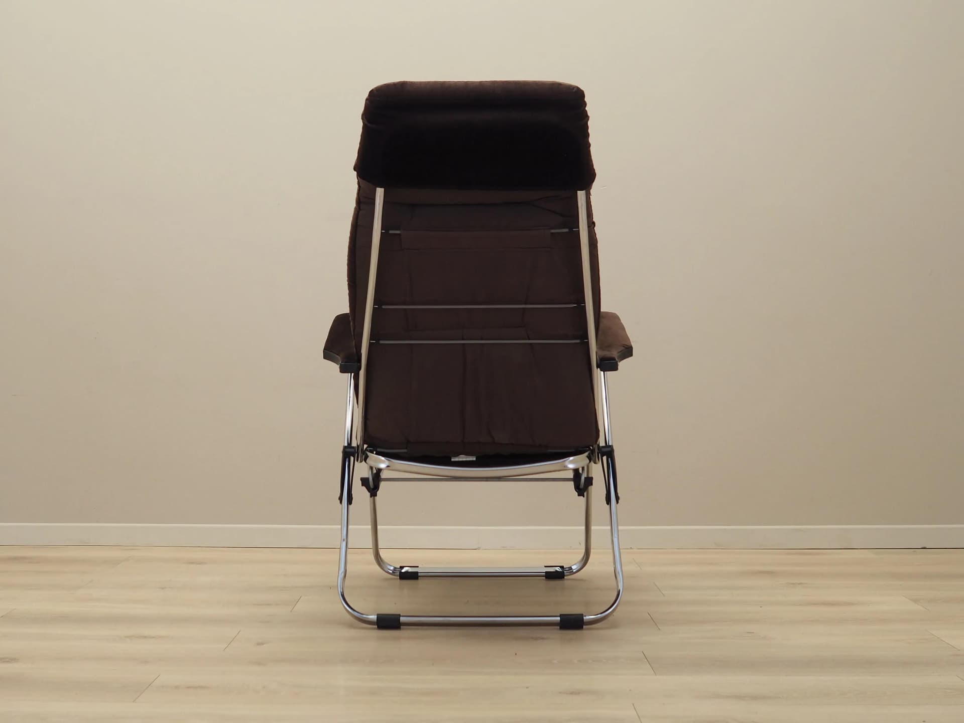 Armchair, brown velvet, chromed metal, Denmark, 1970s - 44297