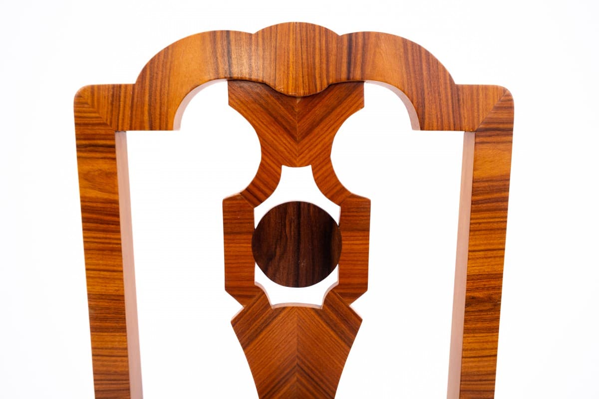 Brązowy komplet krzeseł, styl art deco, Polska, lata 40. - 47709