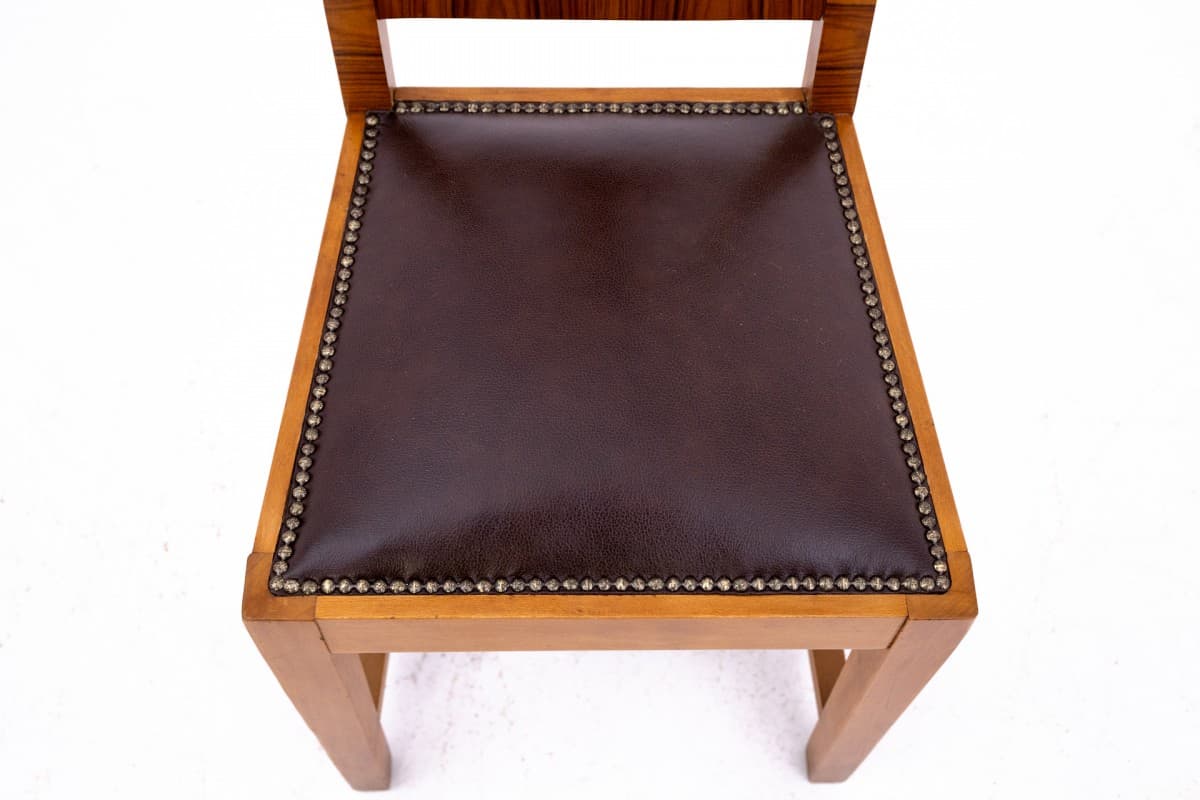 Brązowy komplet krzeseł, styl art deco, Polska, lata 40. - 47710