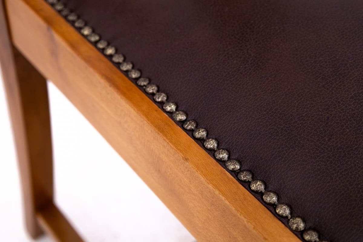 Brązowy komplet krzeseł, styl art deco, Polska, lata 40. - 47711