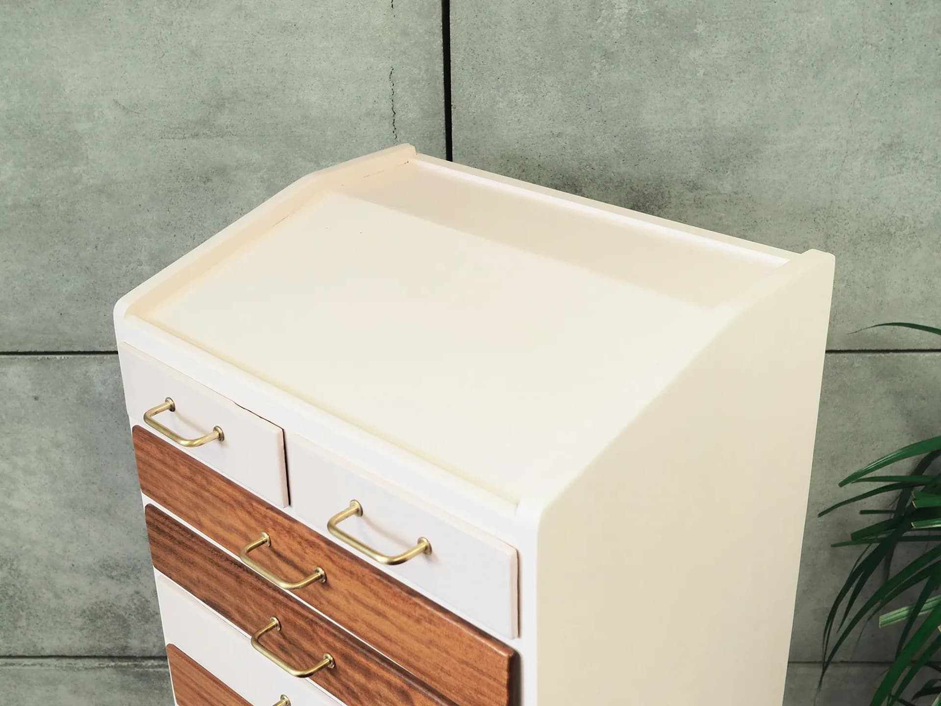 Chest of drawers, pastel pink, teak, Denmark, 1970s. - 44259