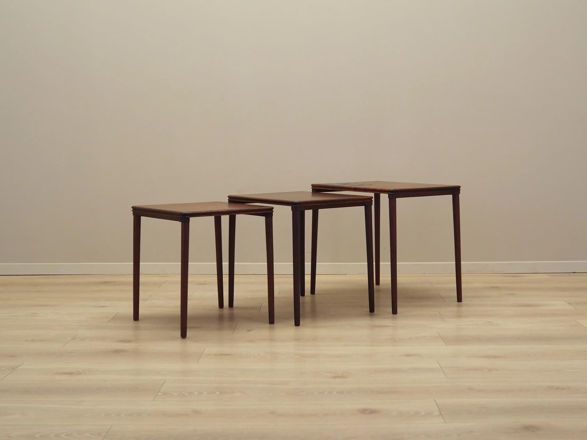 Set of three side tables, rosewood brown, Denmark, 1960s. - 44247