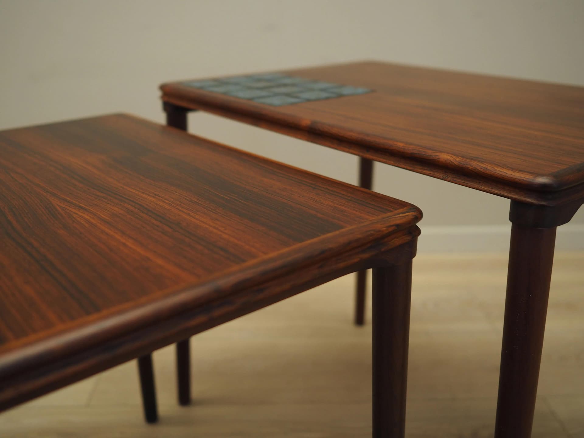 Set of three side tables, rosewood brown, Denmark, 1960s. - 44249