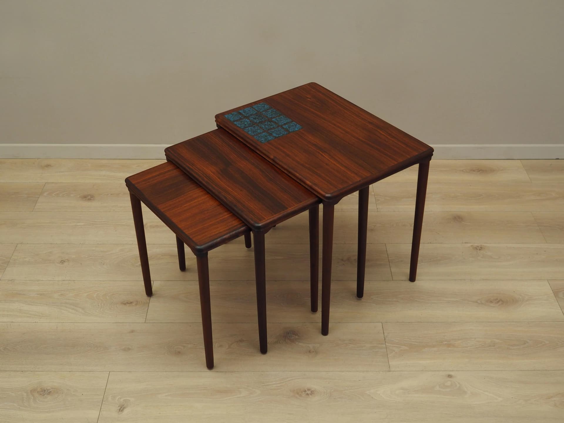 Set of three side tables, rosewood brown, Denmark, 1960s. - 44250