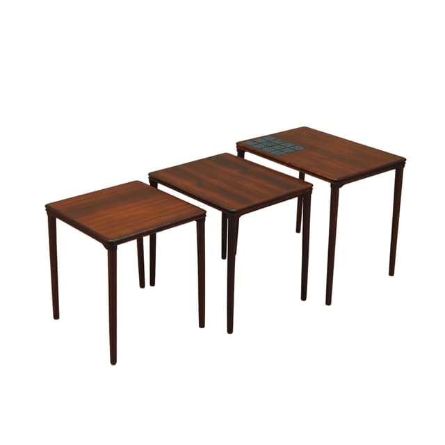 Set of three side tables, rosewood brown, Denmark, 1960s. - DIMENSION