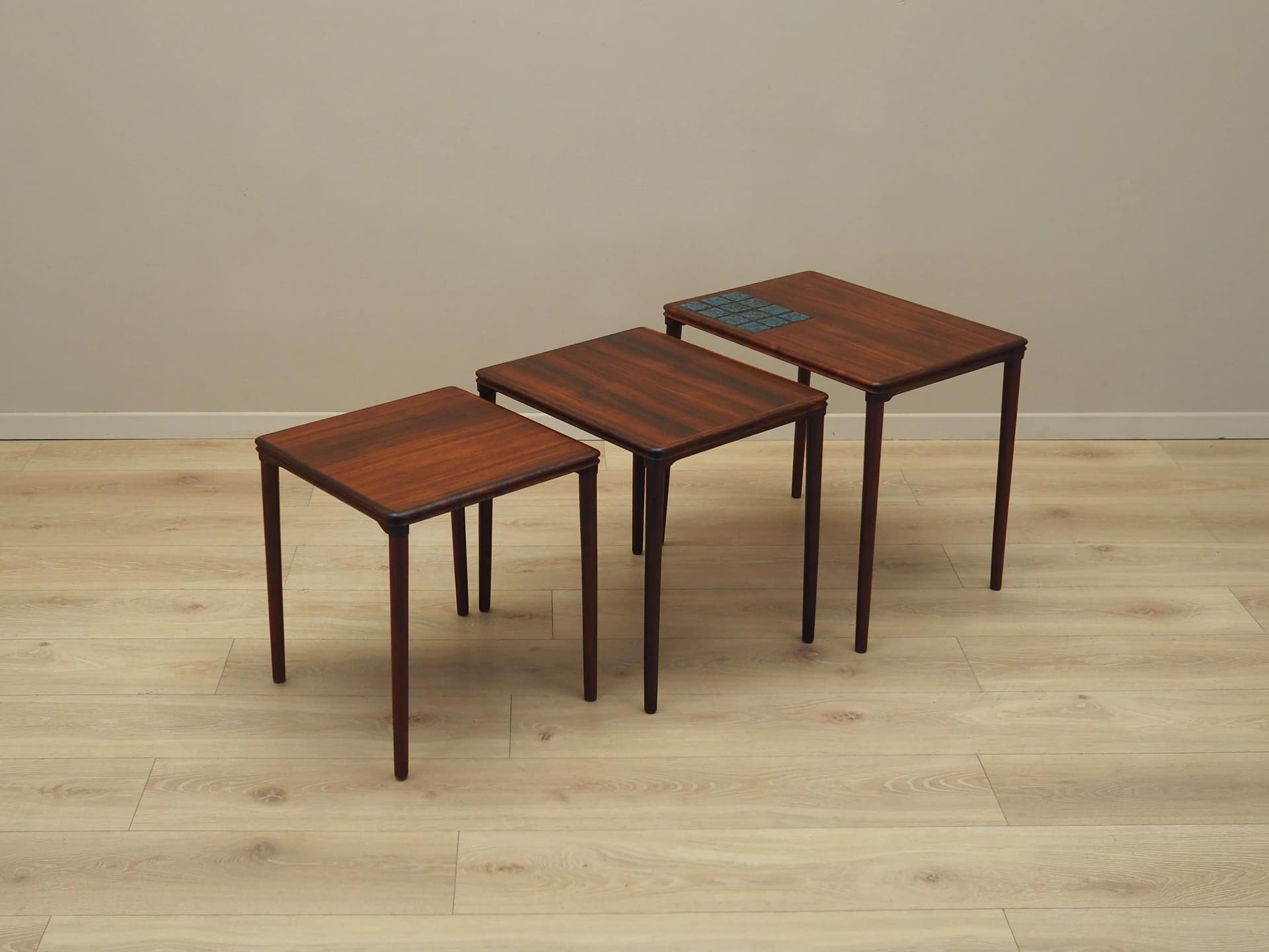 Set of three side tables, rosewood brown, Denmark, 1960s. - 44248