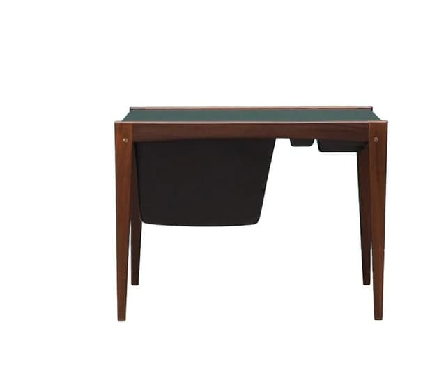 Sewing side table, brown teak black veneer, Denmark, 1960s. - DIMENSION