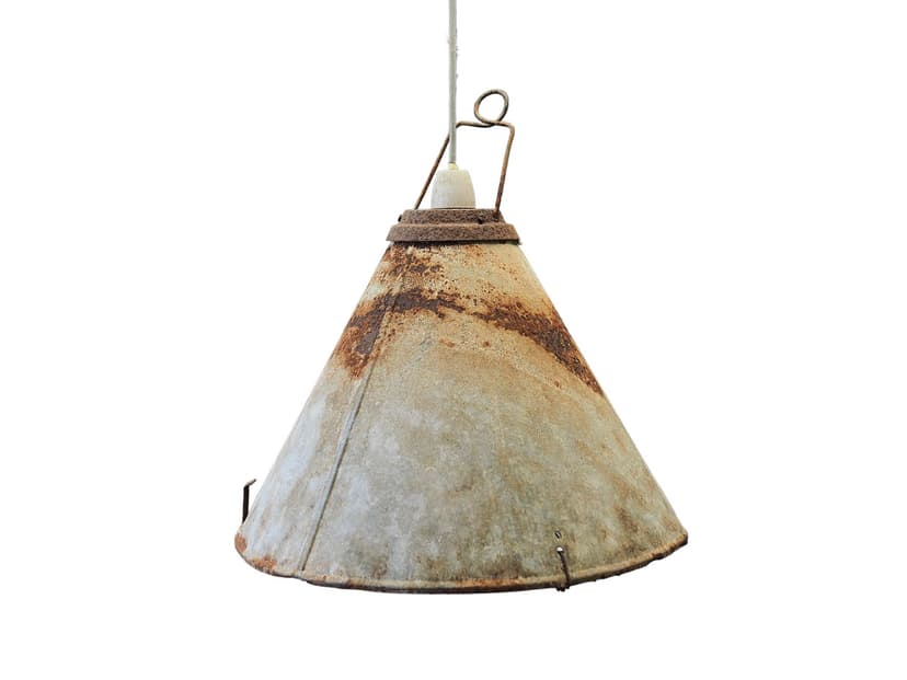 Pendant Lamp, industrial, grey, metal, Poland, 1950s