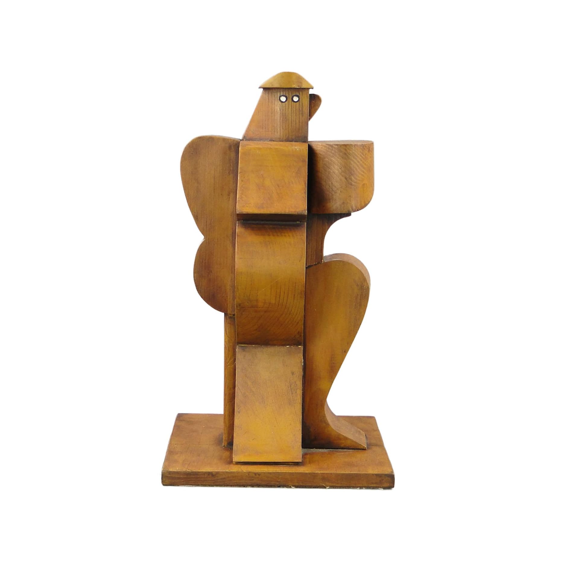 Rzeźba kubistyczna, brąz, drewno, Polska, lata 60.