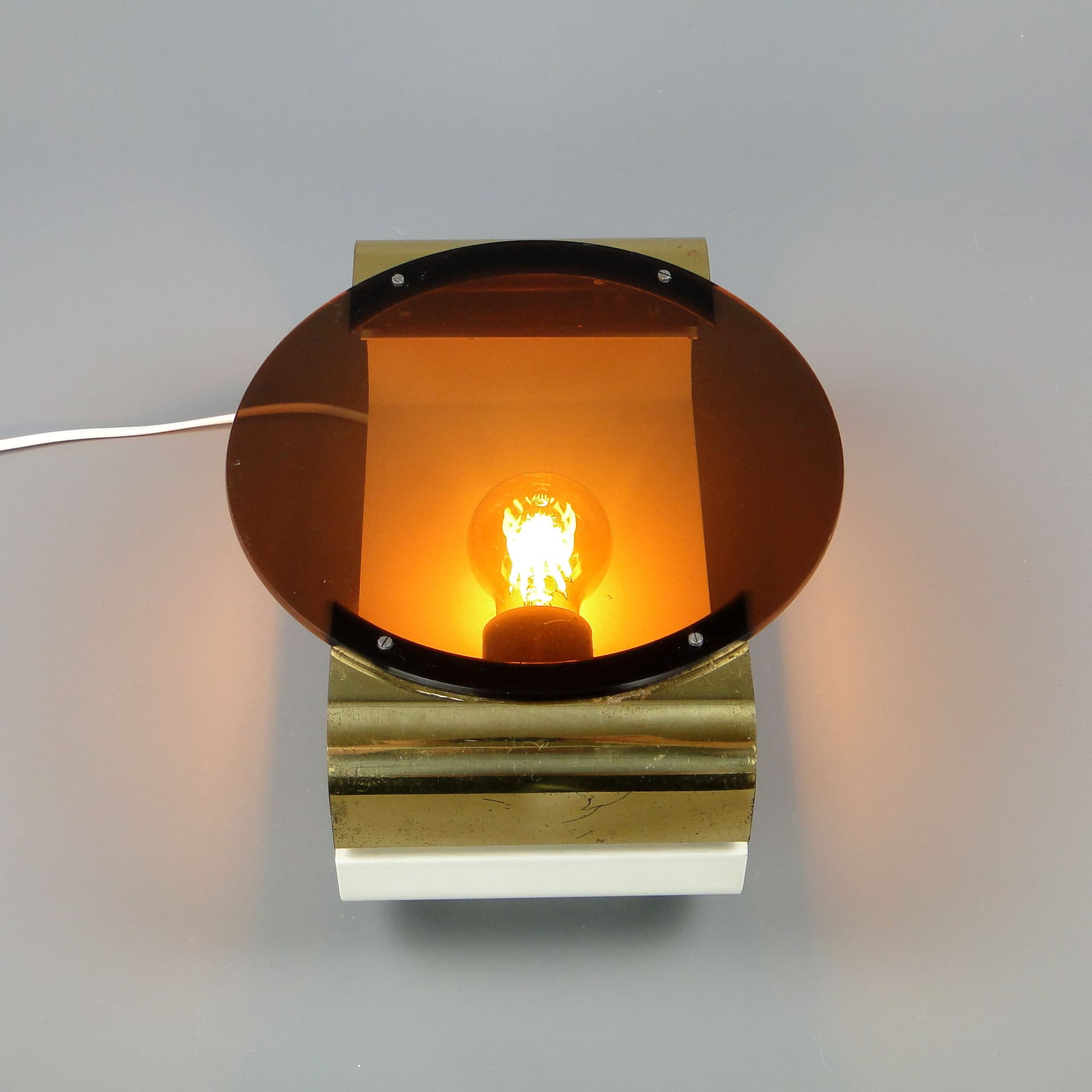 Brown Wall Sconce with Brass Accents, Czechoslovakia, 1960s - 44652