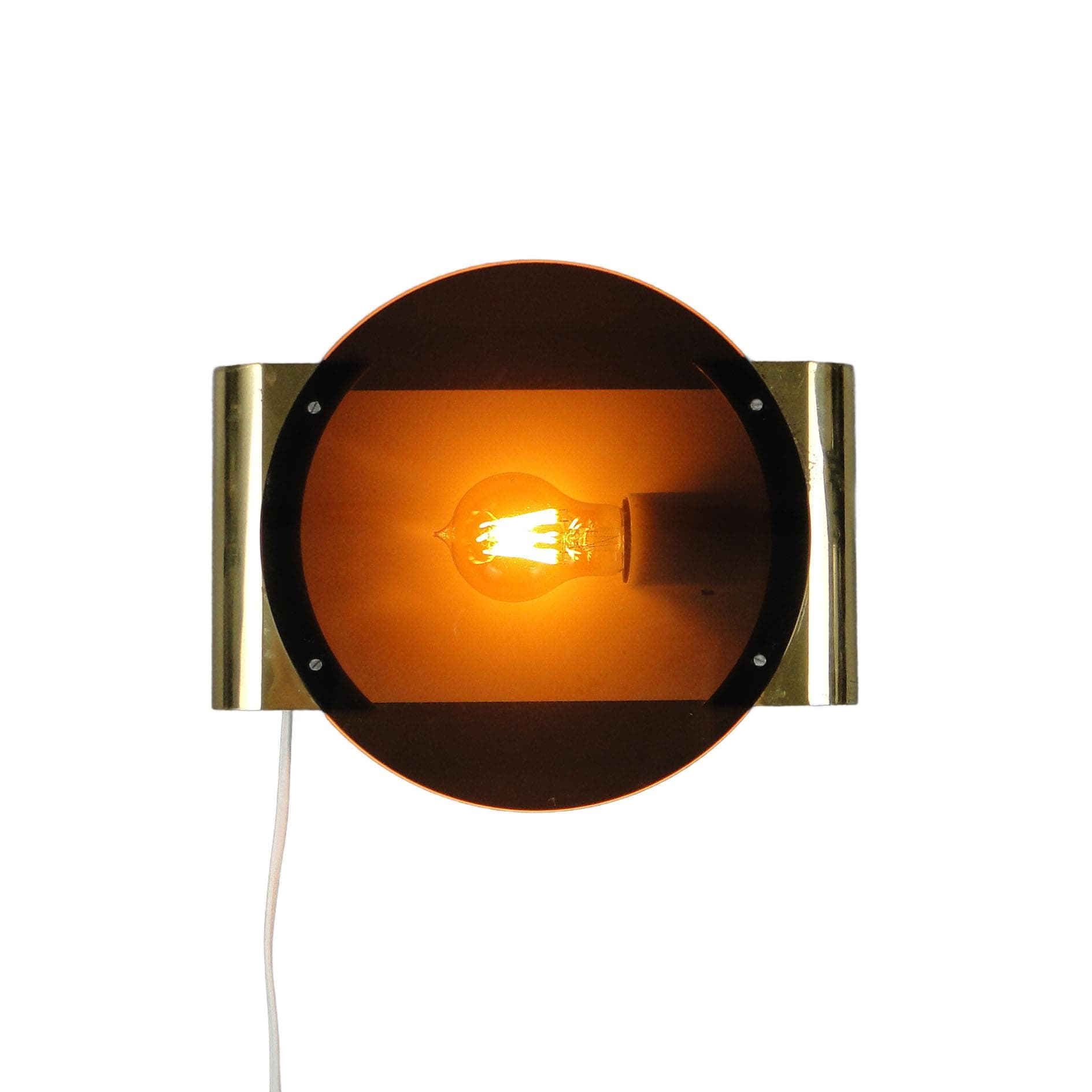 Brown Wall Sconce with Brass Accents, Czechoslovakia, 1960s