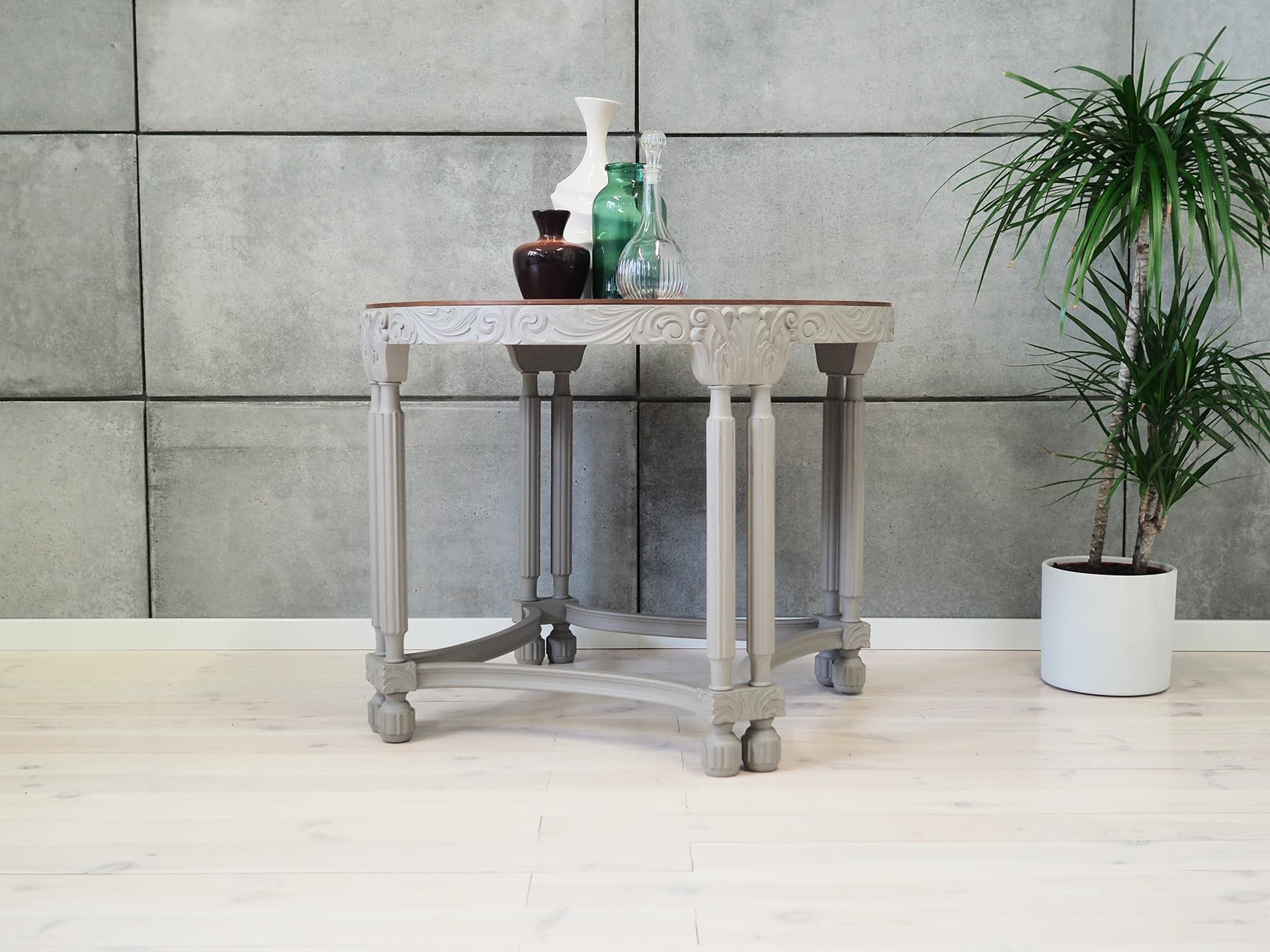 Stolik kawowy, szary, dąb, fornir mahoniowy, Dania, lata 40. - 44723