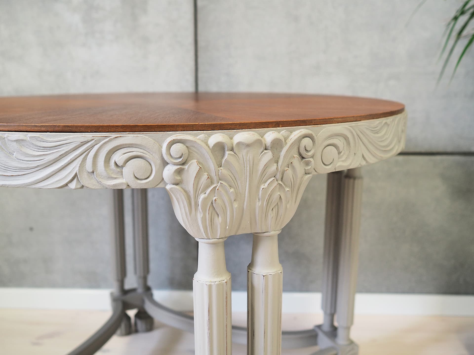 Stolik kawowy, szary, dąb, fornir mahoniowy, Dania, lata 40. - 44725