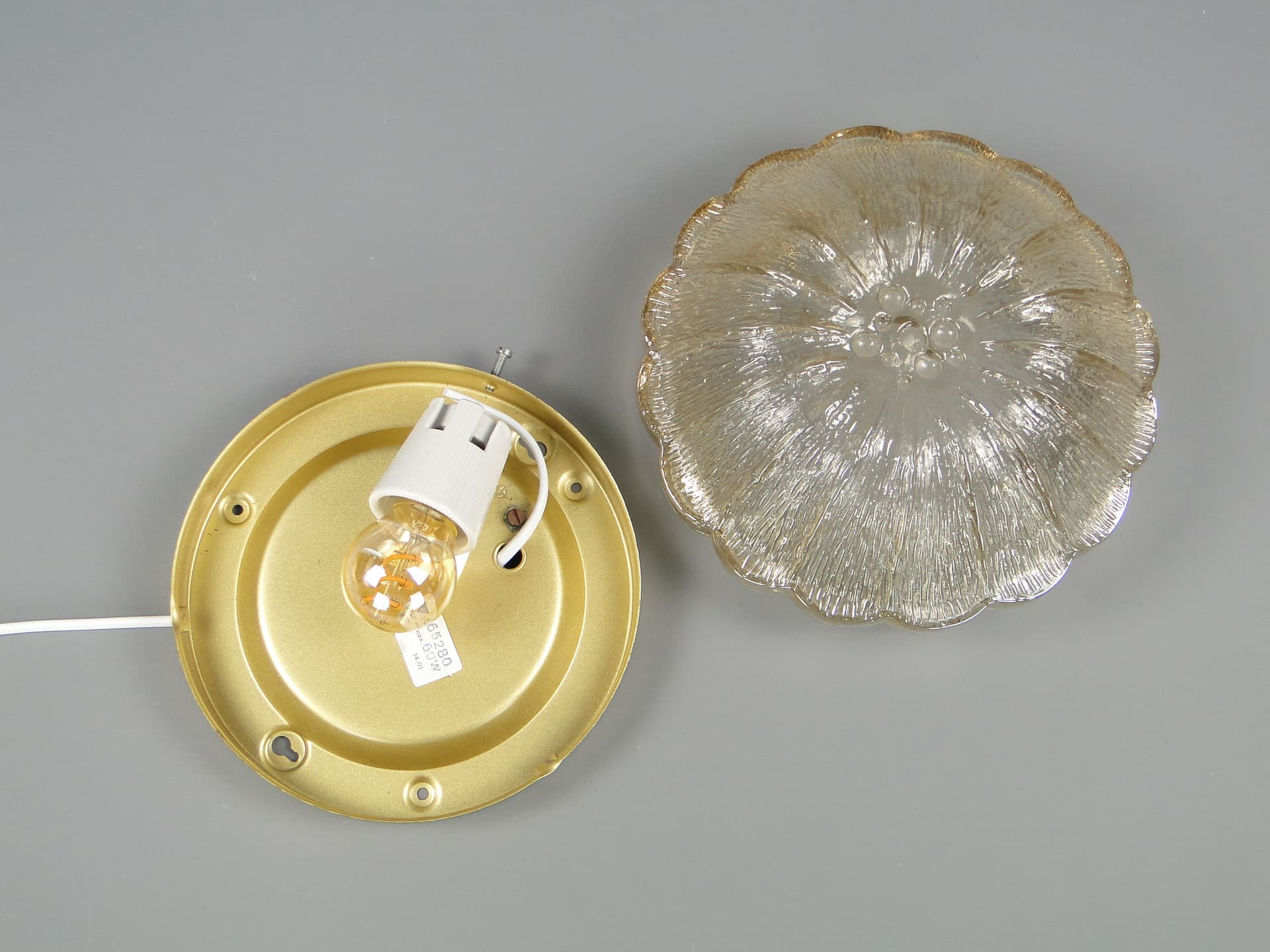 Ceiling light, Limburg, golden glass, Germany, 1960s - 44637