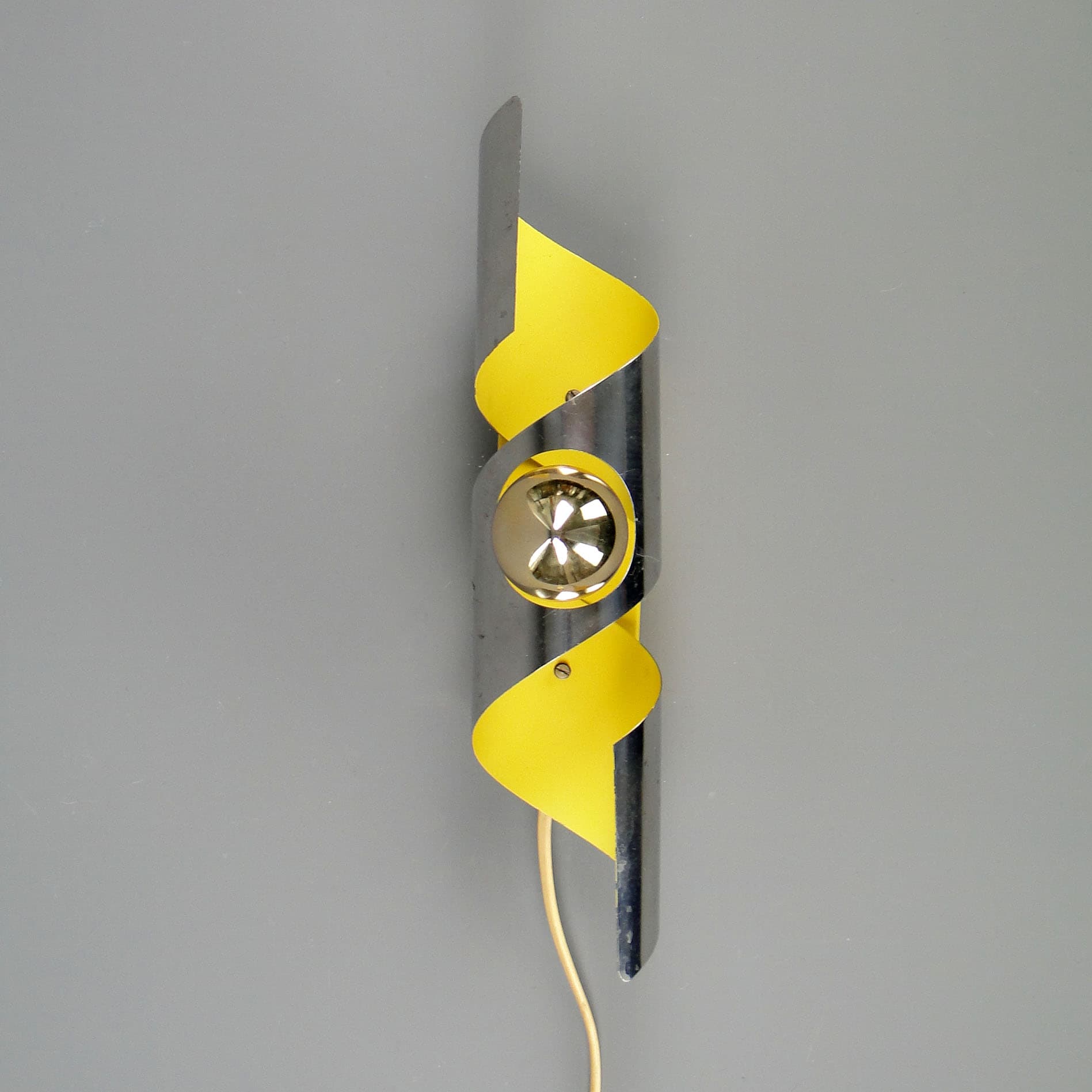 Wall Lamp Type D100, silver yellow, metal, POLAM-Bielsko, Poland, 1960s - 44625