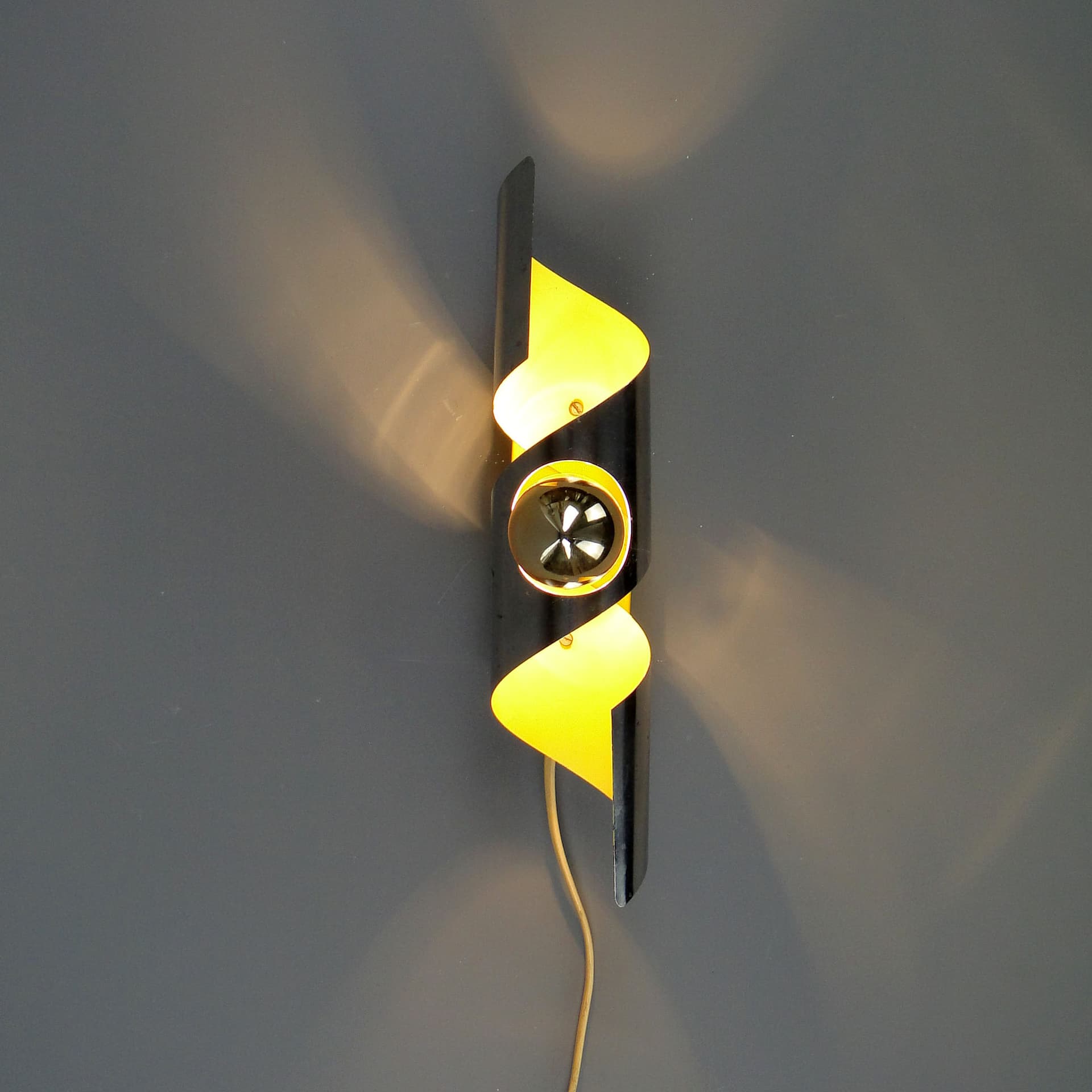 Wall Lamp Type D100, silver yellow, metal, POLAM-Bielsko, Poland, 1960s - 44624