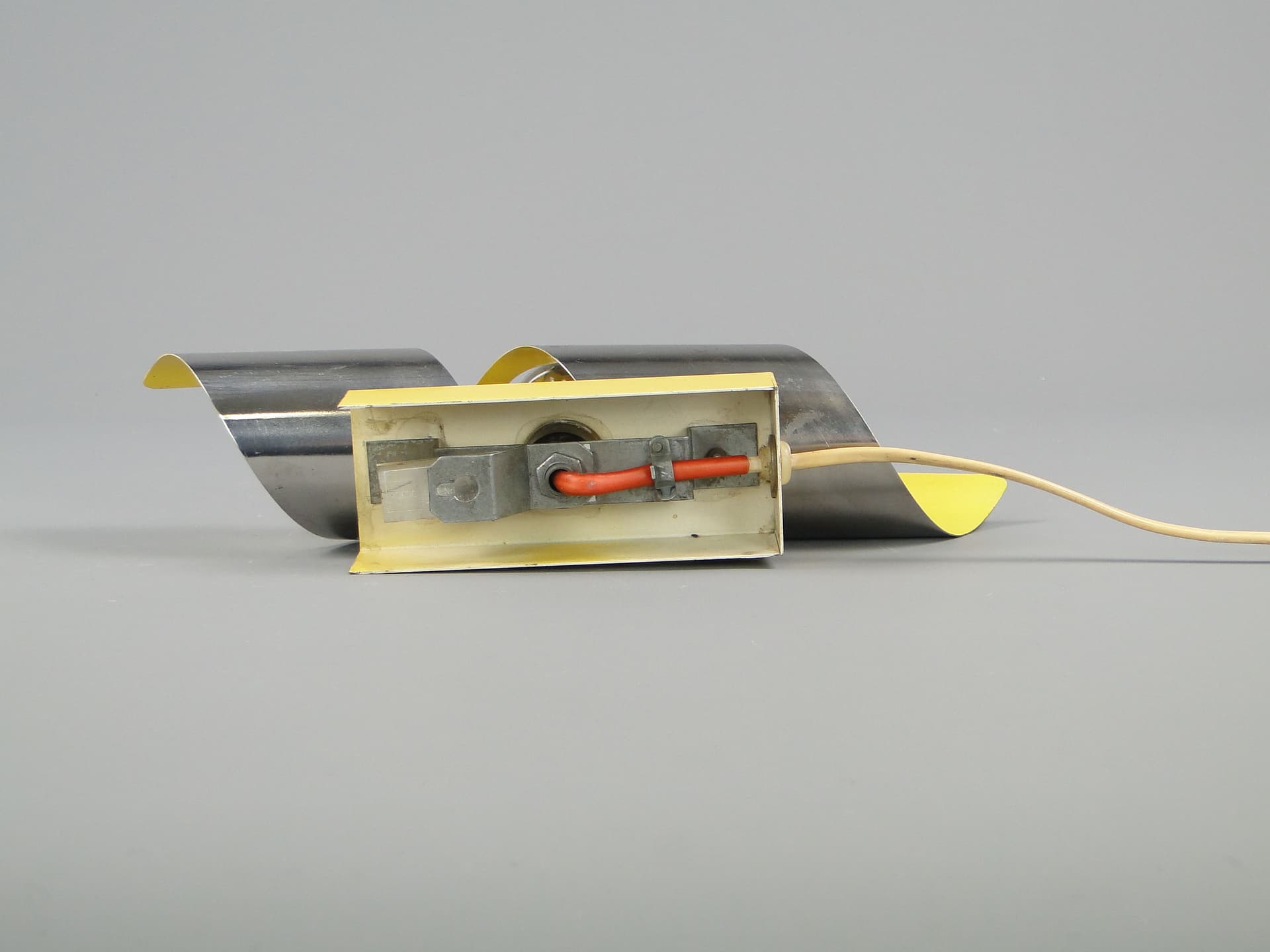 Wall Lamp Type D100, silver yellow, metal, POLAM-Bielsko, Poland, 1960s - 44628