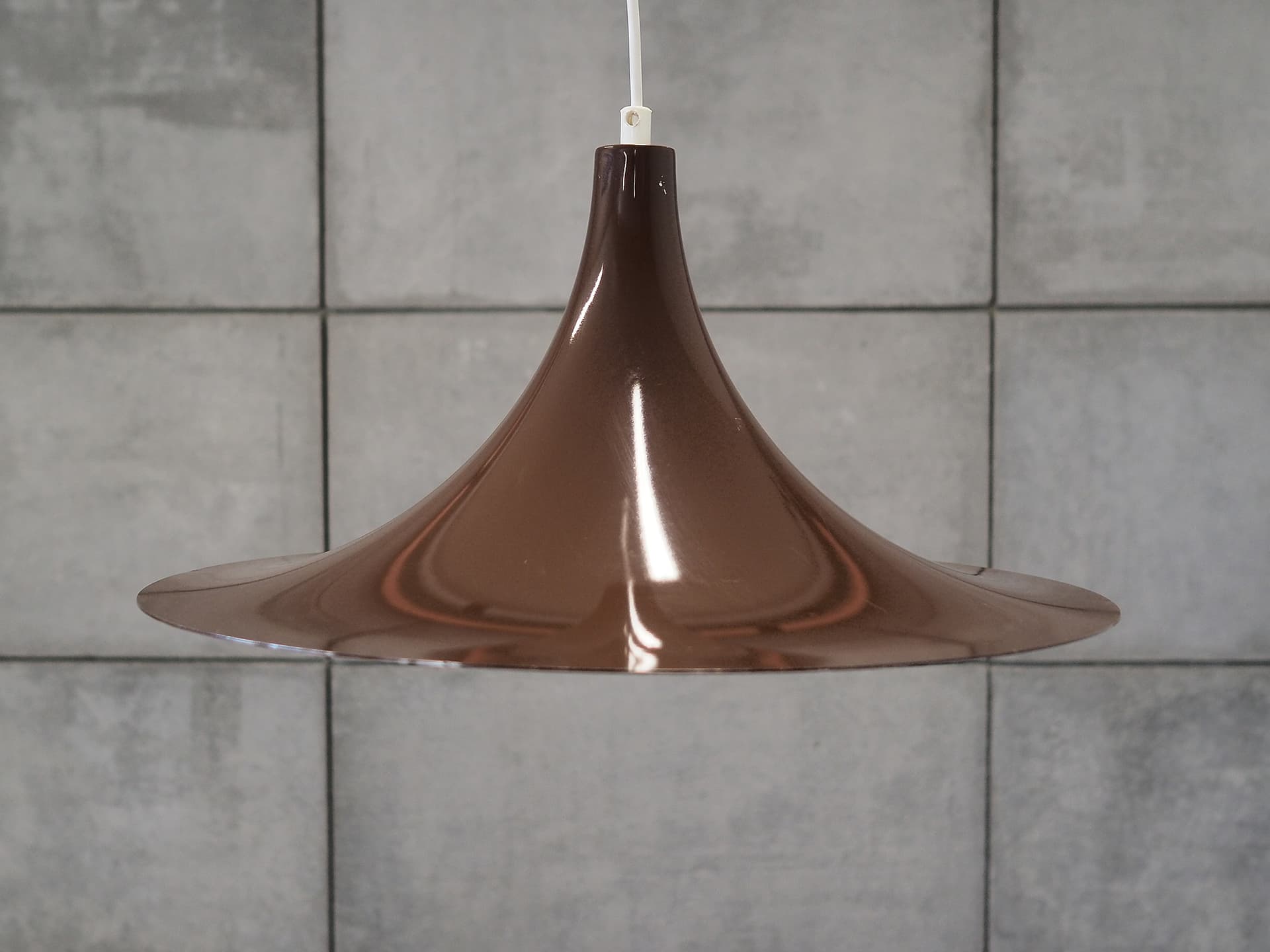 Pendant lamp, brown, metal, Denmark, 1960s. - 50209