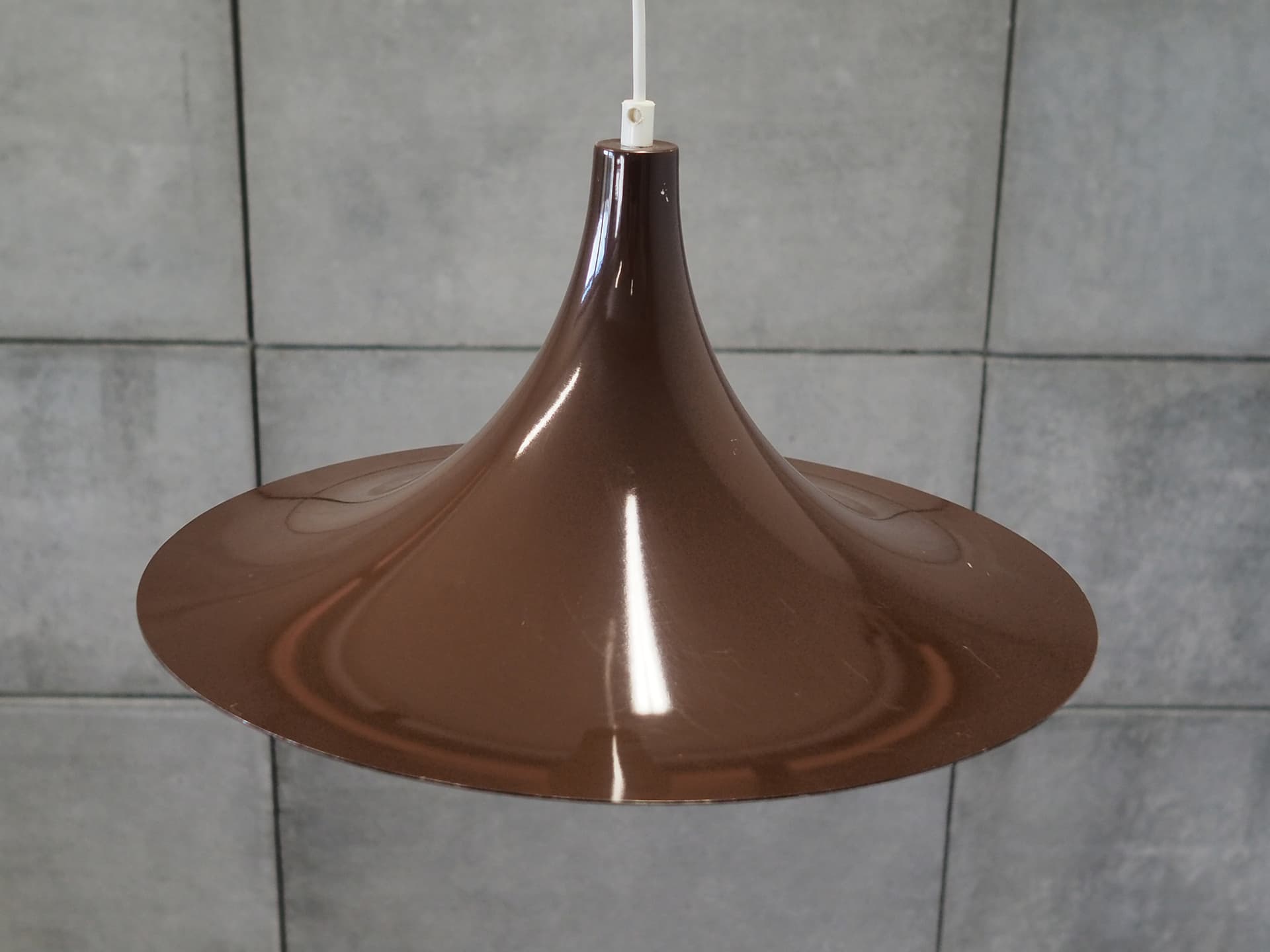 Pendant lamp, brown, metal, Denmark, 1960s. - 44686