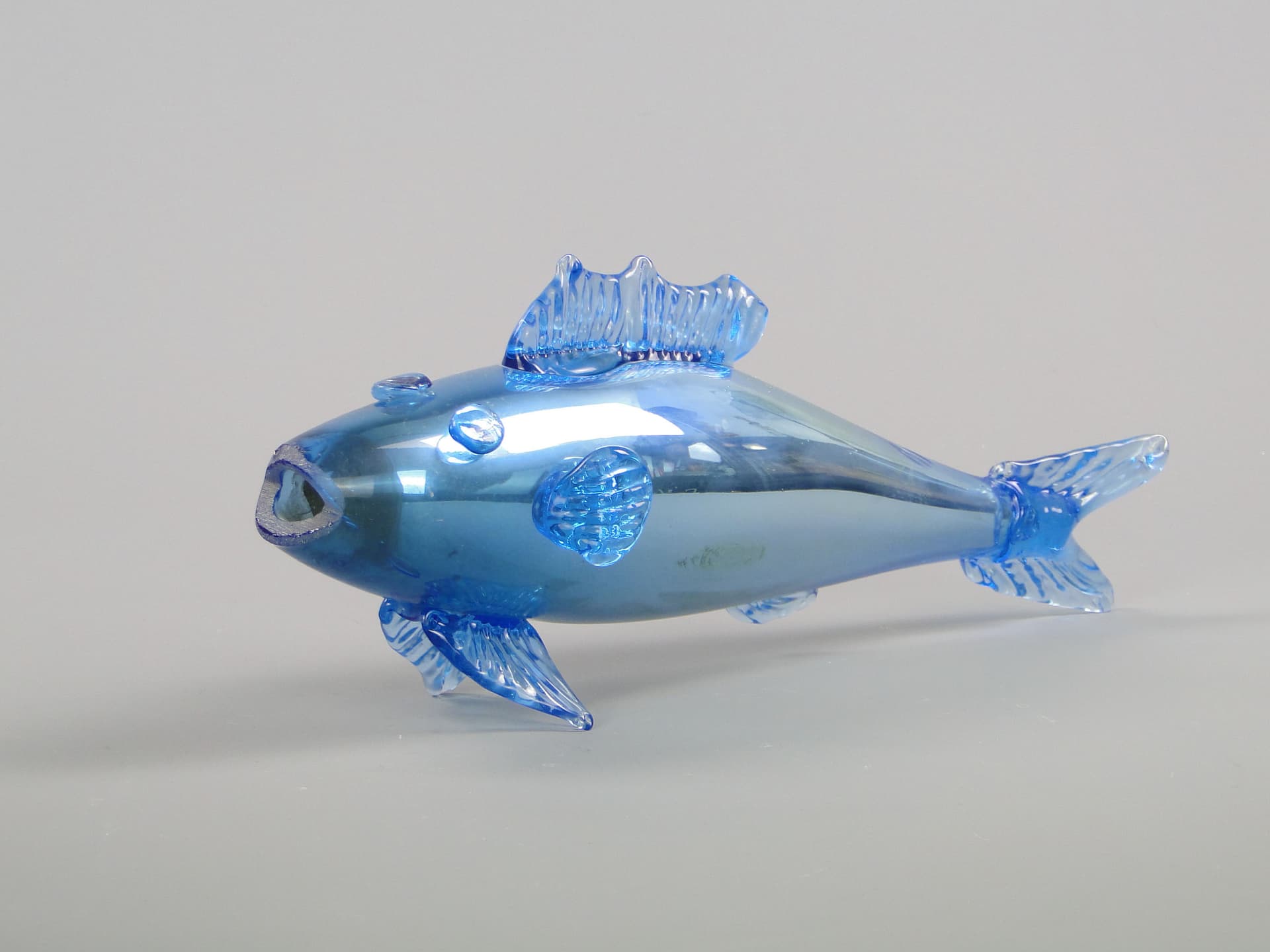 Figura ryba, błękitny, szkło, Czechosłowacja, lata 60. - 44813